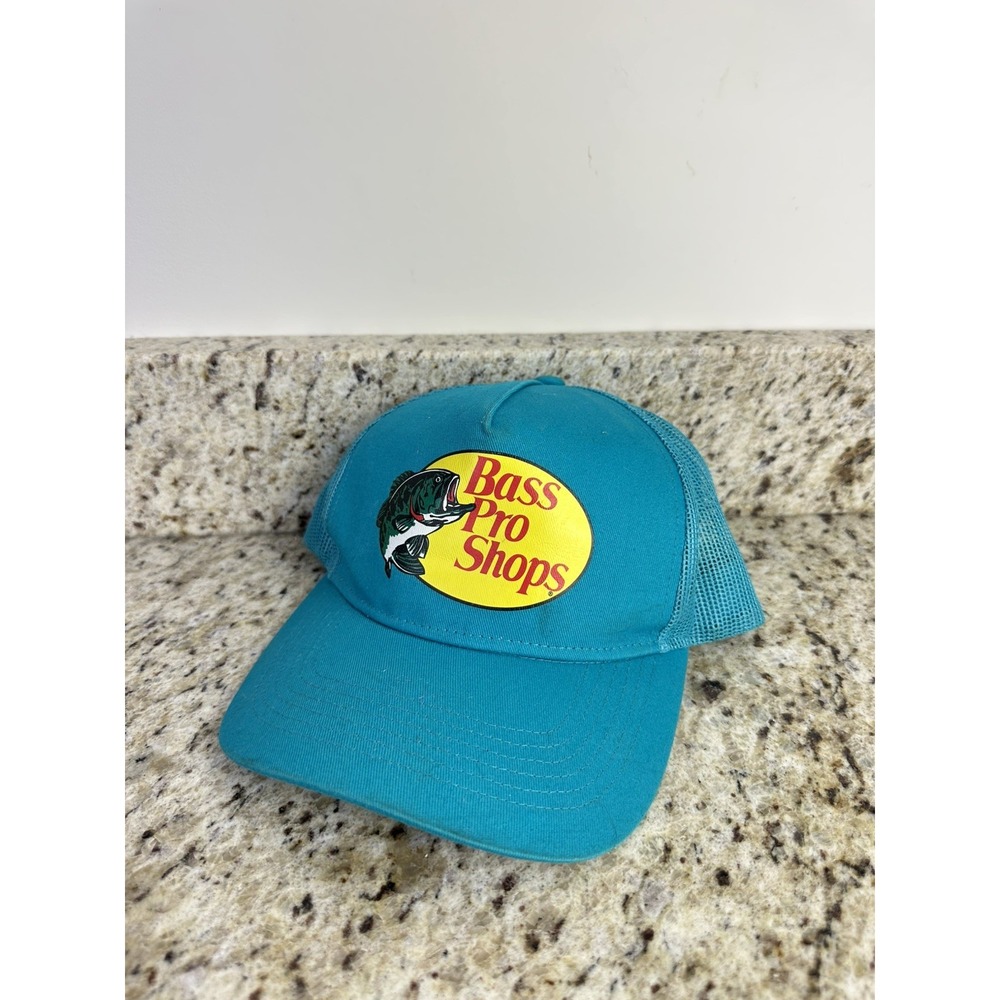 Bass Pro Shops Trucker Hat Adjustable Teal Blue Fishing Snapback Baseball Cap